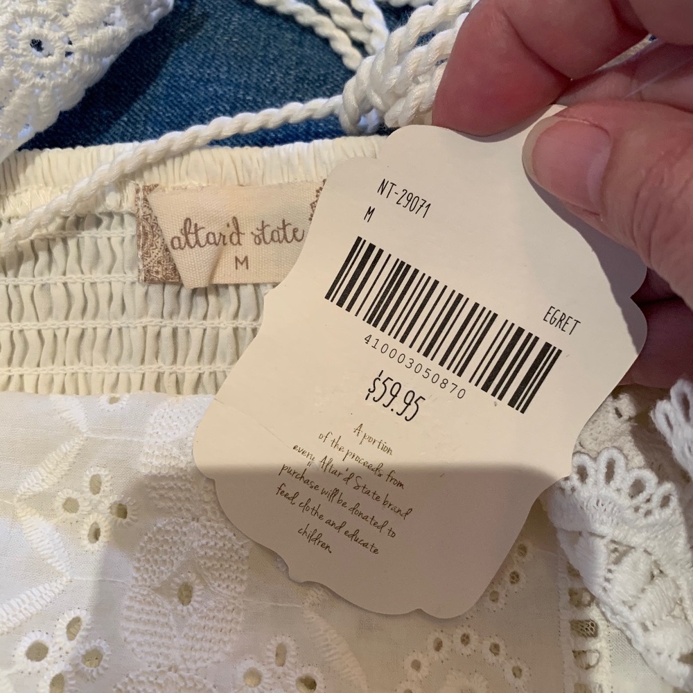 NWT Altar'd State Ivory Eyelet Etta Top - Picture 5 of 6